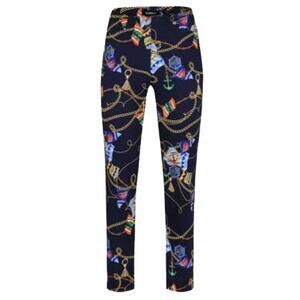 NEW ROBELL women's maritime nautical flags rose slim fit pant in navy